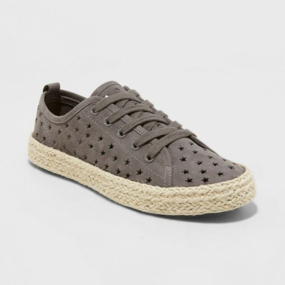 Universal Thread Shoes - Gray Die-Cut Star Espadrilles
